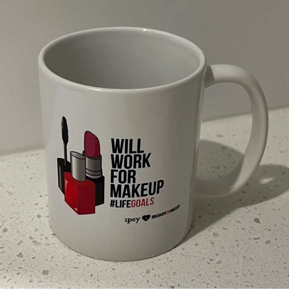 Will Work For Makeup Cosmetics Graphic Print Coffee Mug